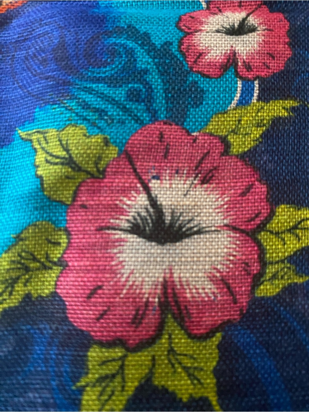 Etro Tropical Hawaii Scarf in Navy, Turquoise & Pink